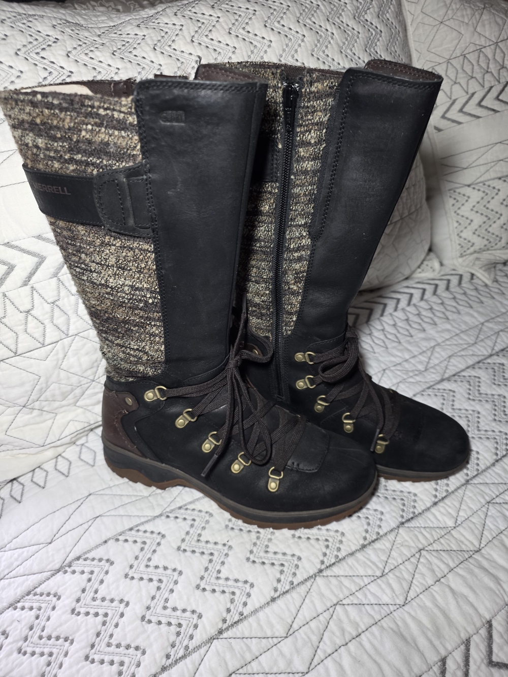 Merrell Women's Tall Lace-Up Winter Boots - Black/Brown